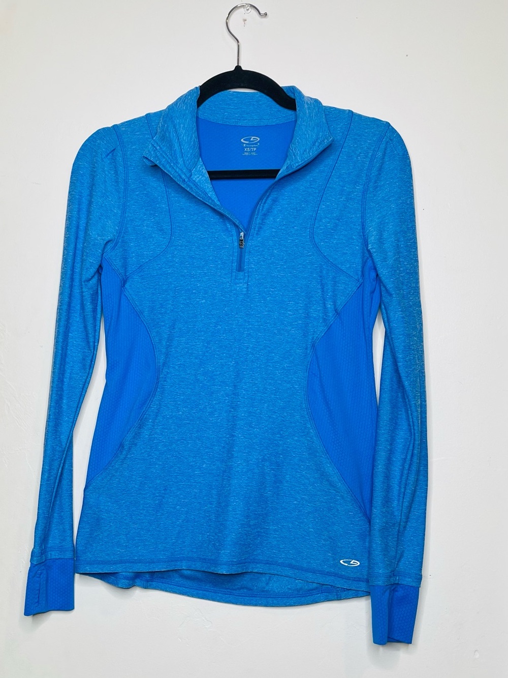 C9 Champion Women’s Blue Quarter Zip Running Top Thumbholes Size XS